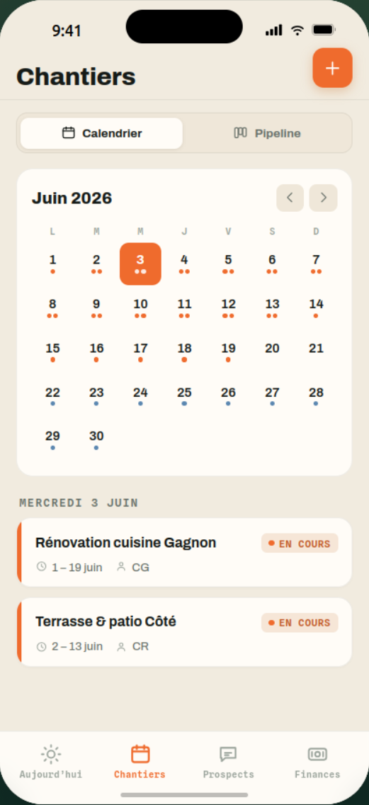 Vue mobile de la liste des jobs